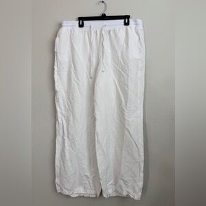 Lane Bryant white linen blend drawstring pants